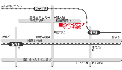 パッケージプラザマキノ 横田店地図